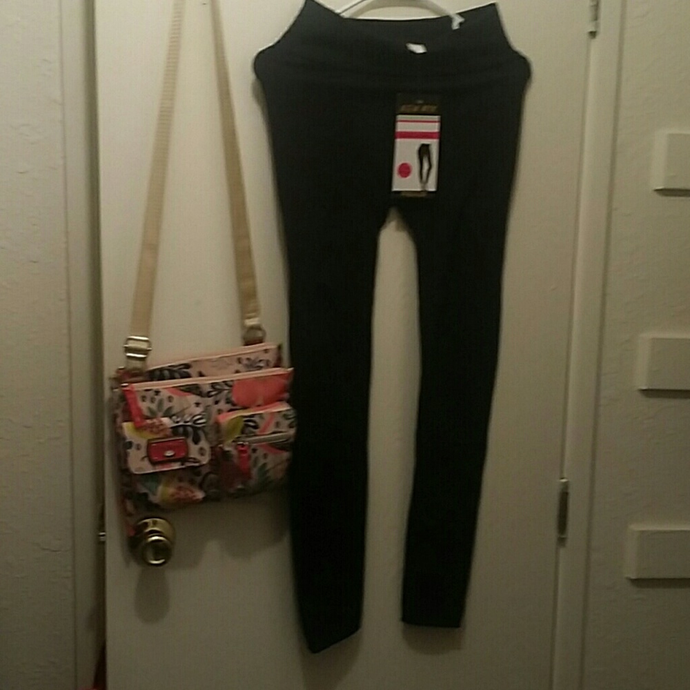 New Mix Fleece Lined Black Leggings One Size